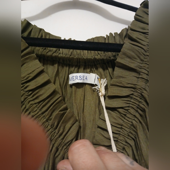 Mersea Hunter Green Fall Tulum Ruffle Dress New With Tags Size Medium - Picture 7 of 11